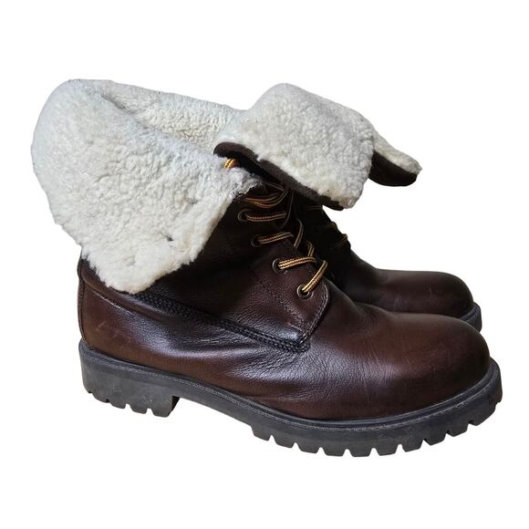 Aldo Chagan Mens Combat Boots Waterproof Sherpa Lined Brown Leather Suede sz 9 main image 6